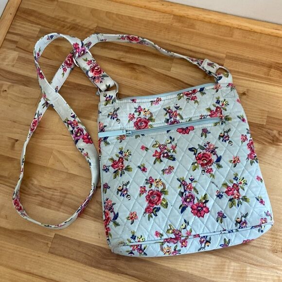 Vera Bradley Blue Floral Water Bouquet Crossbody Purse - Picture 3 of 11